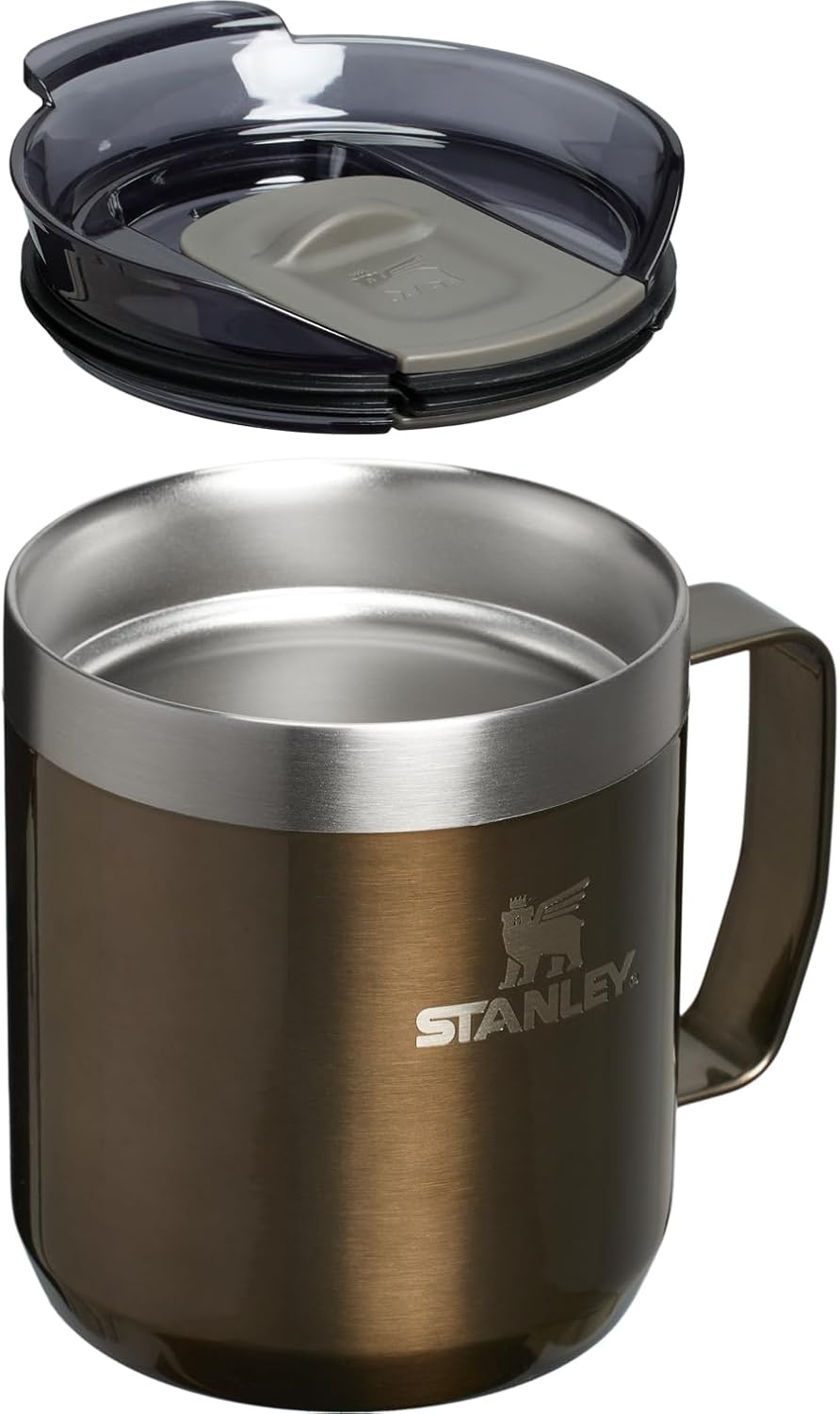 image:imageSTANLEY Everyday Camp Mug 12 oz Drink Through Lid Cup for Coffee Tea and Drinks Insulated Stainless Steel Coffee Mug BPAFree ChampagneGunmetal Shine