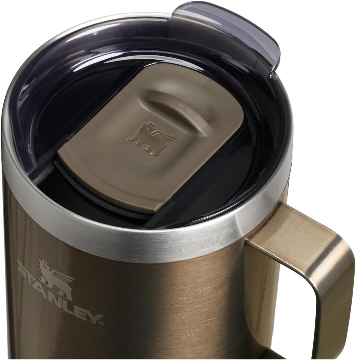 image:imageSTANLEY Everyday Camp Mug 12 oz Drink Through Lid Cup for Coffee Tea and Drinks Insulated Stainless Steel Coffee Mug BPAFree ChampagneGunmetal Shine