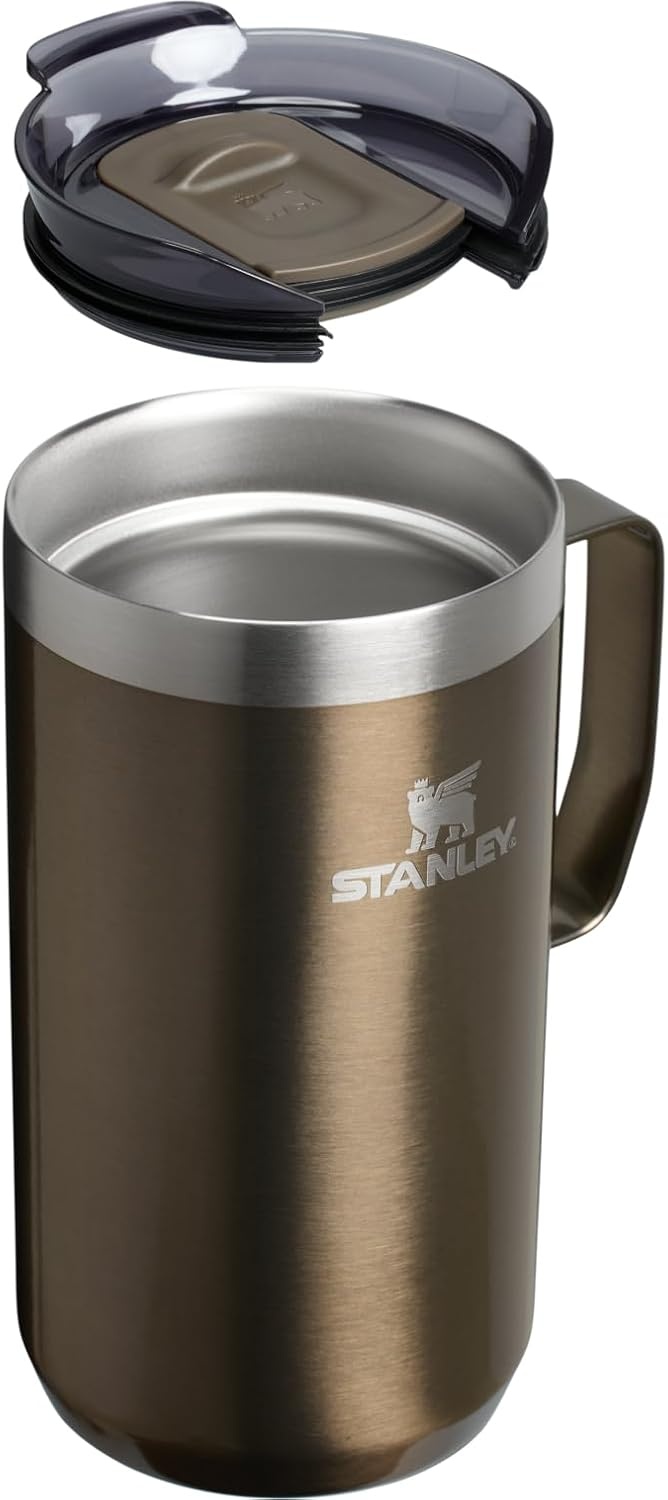 image:imageSTANLEY Everyday Camp Mug 12 oz Drink Through Lid Cup for Coffee Tea and Drinks Insulated Stainless Steel Coffee Mug BPAFree ChampagneGunmetal Shine