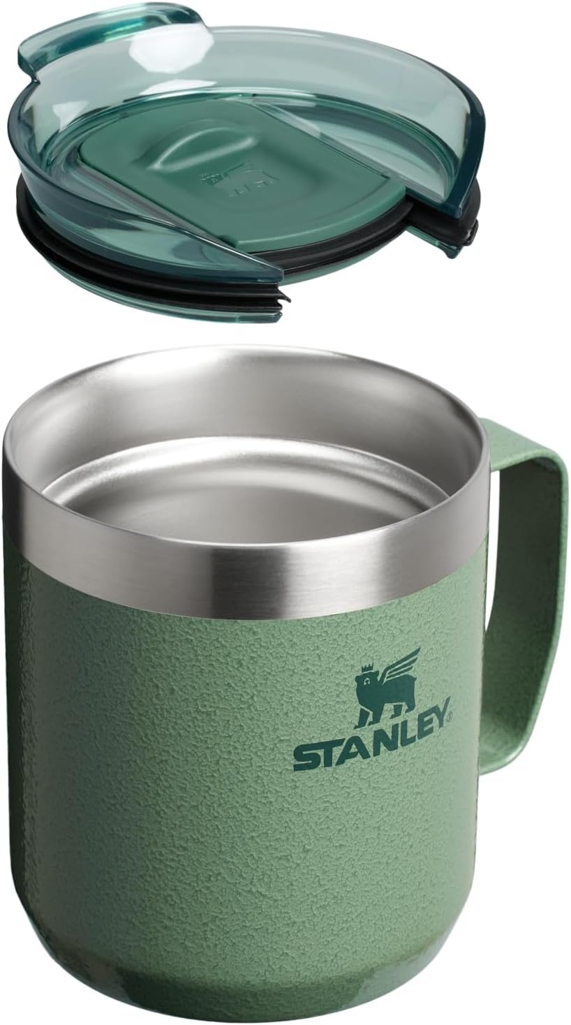 image:imageSTANLEY Everyday Camp Mug 12 oz Drink Through Lid Cup for Coffee Tea and Drinks Insulated Stainless Steel Coffee Mug BPAFree ChampagneHammertone Green