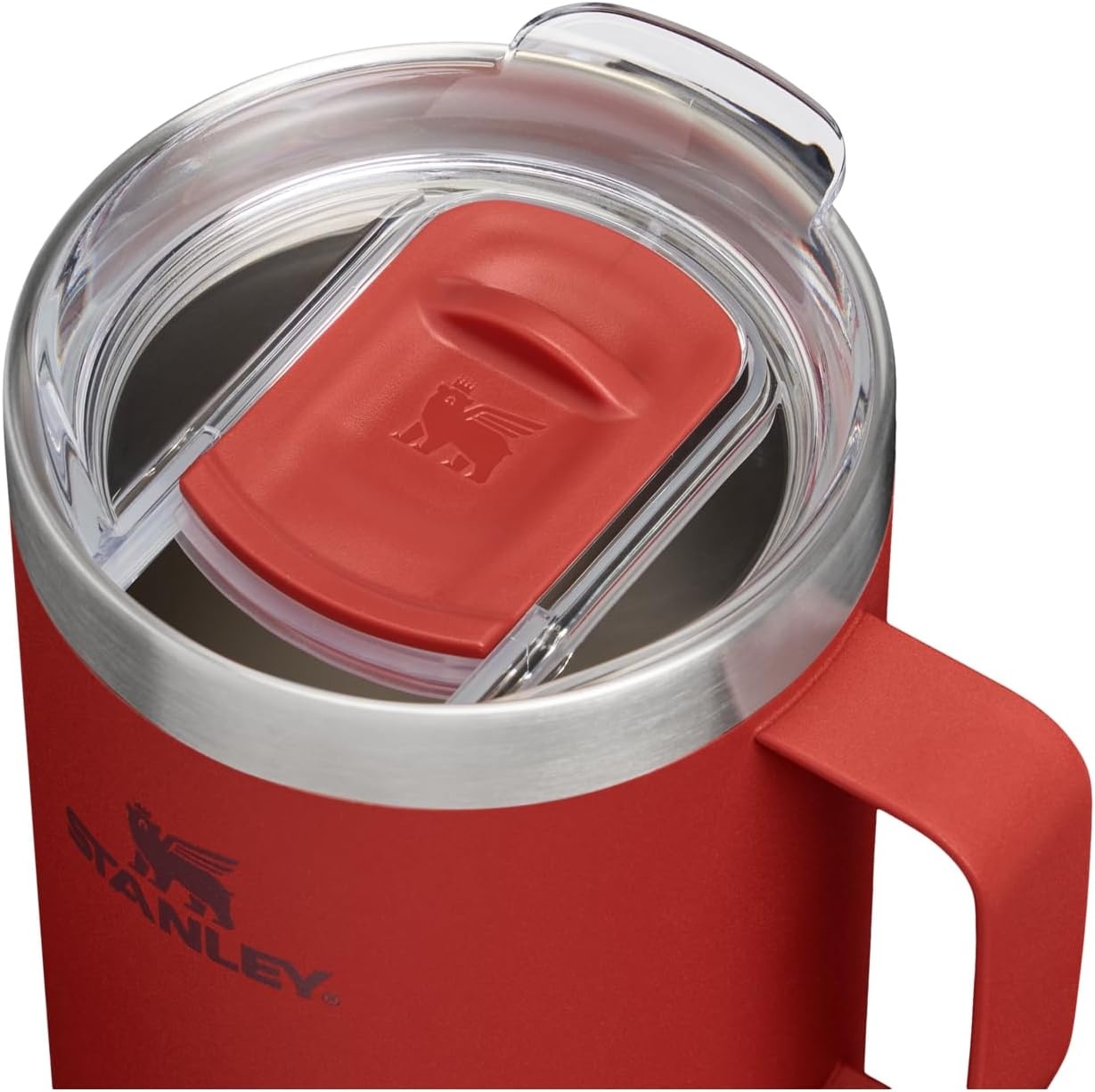 image:imageSTANLEY Everyday Camp Mug 12 oz Drink Through Lid Cup for Coffee Tea and Drinks Insulated Stainless Steel Coffee Mug BPAFree ChampagneRed Brick