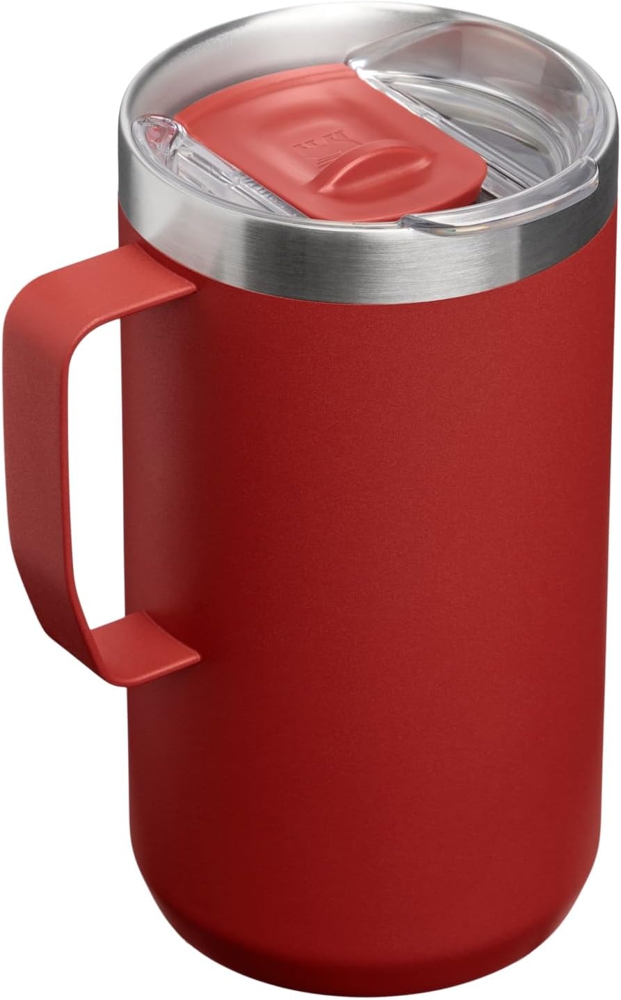 image:imageSTANLEY Everyday Camp Mug 12 oz Drink Through Lid Cup for Coffee Tea and Drinks Insulated Stainless Steel Coffee Mug BPAFree ChampagneRed Brick