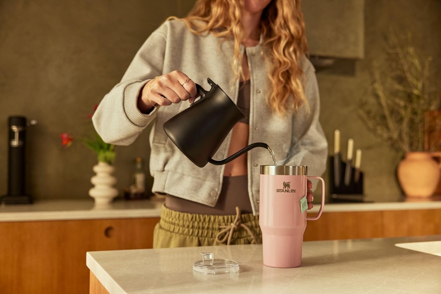 image:imageSTANLEY The Everyday Suburban Mug 16 oz Drink Through Lid Cup for Coffee Tea and Drinks Insulated Stainless Steel Coffee Mug BPAFree Blue Dream GlossRose Quartz Bouquets