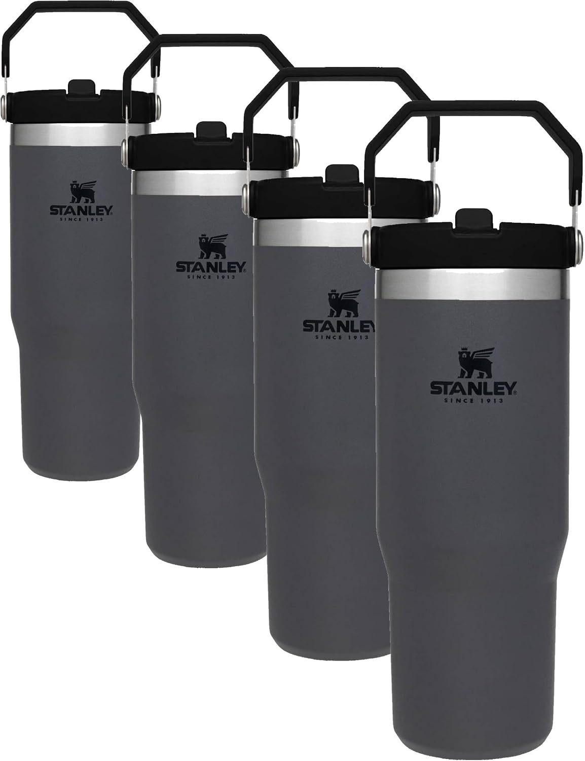 image:imageSTANLEY IceFlow 20 Flip Straw Tumbler 30 oz Pacific Hypergrip Easy Carry Handle Twist On Lid and Flip Up Straw Leak Resistant Water Bottle Insulated Stainless Steel BPAFreeBlack