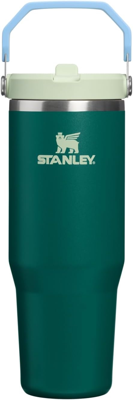 image:imageSTANLEY IceFlow 20 Flip Straw Tumbler 30 oz Pacific Hypergrip Easy Carry Handle Twist On Lid and Flip Up Straw Leak Resistant Water Bottle Insulated Stainless Steel BPAFreeEmerald Honeydew