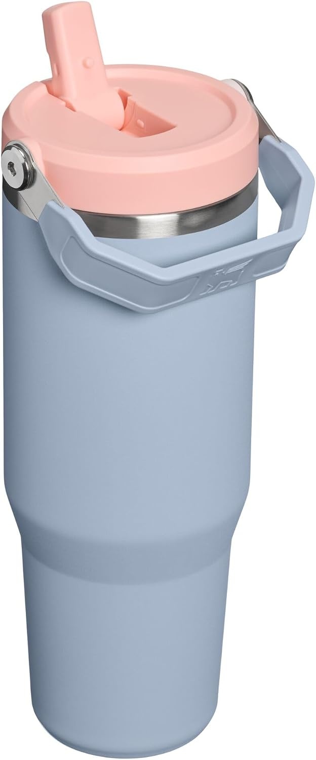 image:imageSTANLEY IceFlow 20 Flip Straw Tumbler 30 oz Pacific Hypergrip Easy Carry Handle Twist On Lid and Flip Up Straw Leak Resistant Water Bottle Insulated Stainless Steel BPAFreeBlue Dream