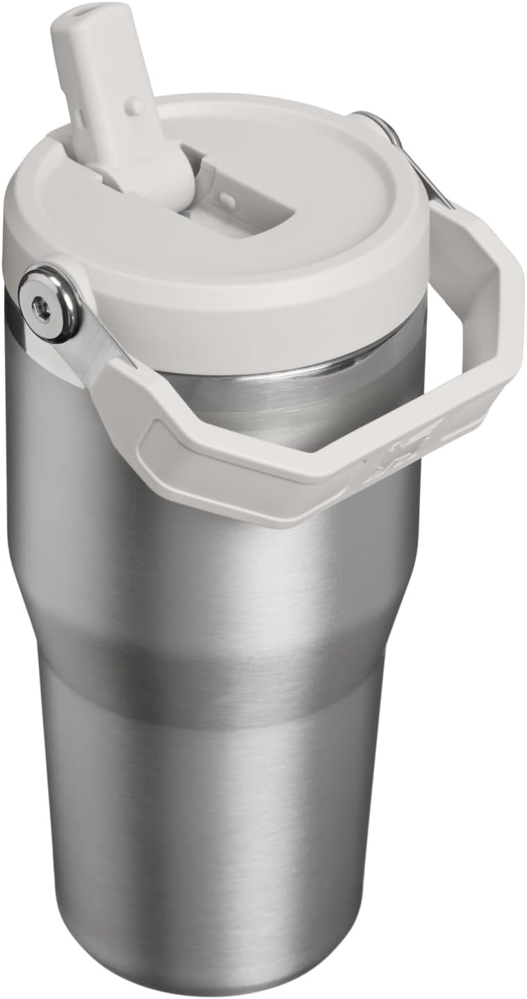 image:imageSTANLEY IceFlow 20 Flip Straw Tumbler 30 oz Pacific Hypergrip Easy Carry Handle Twist On Lid and Flip Up Straw Leak Resistant Water Bottle Insulated Stainless Steel BPAFreeStainless Steel Ash