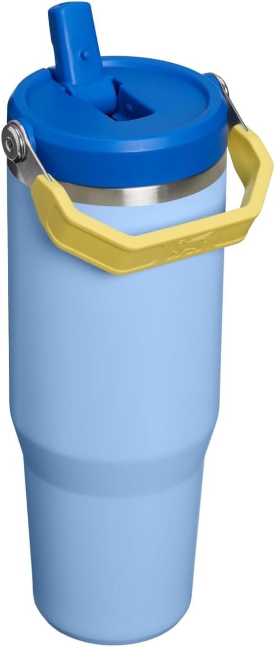 image:imageSTANLEY IceFlow 20 Flip Straw Tumbler 30 oz Pacific Hypergrip Easy Carry Handle Twist On Lid and Flip Up Straw Leak Resistant Water Bottle Insulated Stainless Steel BPAFreeCornflower Admiral Blue