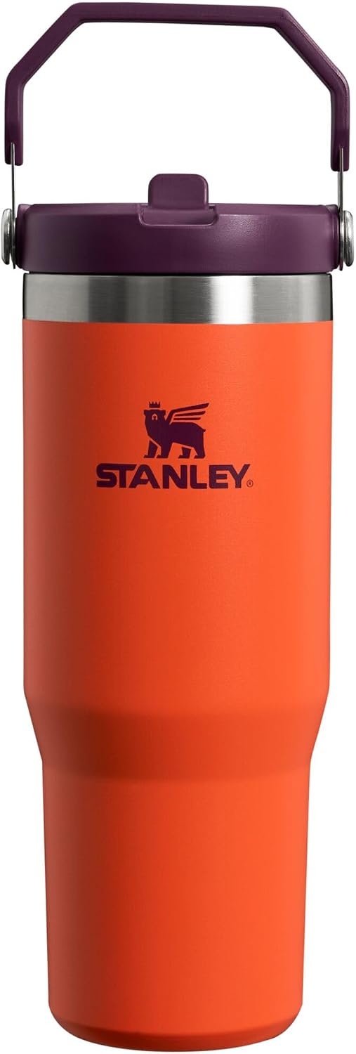image:imageSTANLEY IceFlow 20 Flip Straw Tumbler 30 oz Pacific Hypergrip Easy Carry Handle Twist On Lid and Flip Up Straw Leak Resistant Water Bottle Insulated Stainless Steel BPAFreeTigerlily Plum