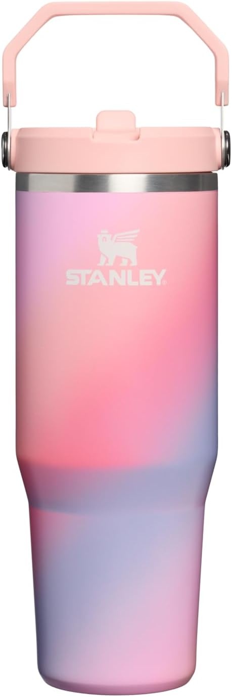 image:imageSTANLEY IceFlow 20 Flip Straw Tumbler 30 oz Pacific Hypergrip Easy Carry Handle Twist On Lid and Flip Up Straw Leak Resistant Water Bottle Insulated Stainless Steel BPAFreeSunset Spiral