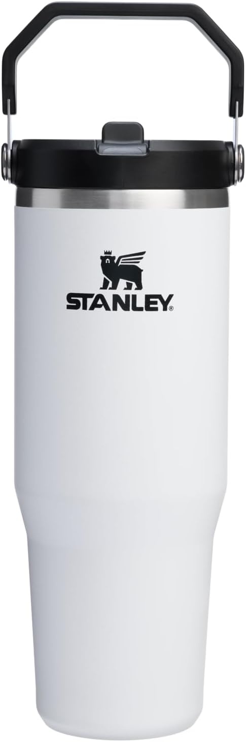 image:imageSTANLEY IceFlow 20 Flip Straw Tumbler 30 oz Pacific Hypergrip Easy Carry Handle Twist On Lid and Flip Up Straw Leak Resistant Water Bottle Insulated Stainless Steel BPAFreeChalk