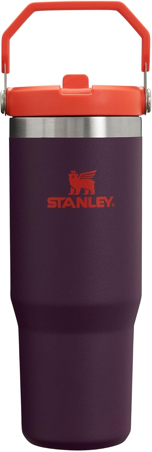 image:imageSTANLEY IceFlow 20 Flip Straw Tumbler 30 oz Pacific Hypergrip Easy Carry Handle Twist On Lid and Flip Up Straw Leak Resistant Water Bottle Insulated Stainless Steel BPAFreePlum