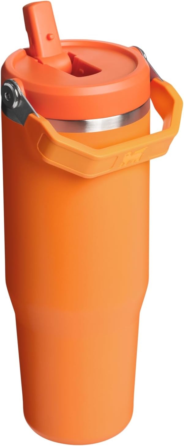 image:imageSTANLEY IceFlow 20 Flip Straw Tumbler 30 oz Pacific Hypergrip Easy Carry Handle Twist On Lid and Flip Up Straw Leak Resistant Water Bottle Insulated Stainless Steel BPAFreeGoldenrod Coral
