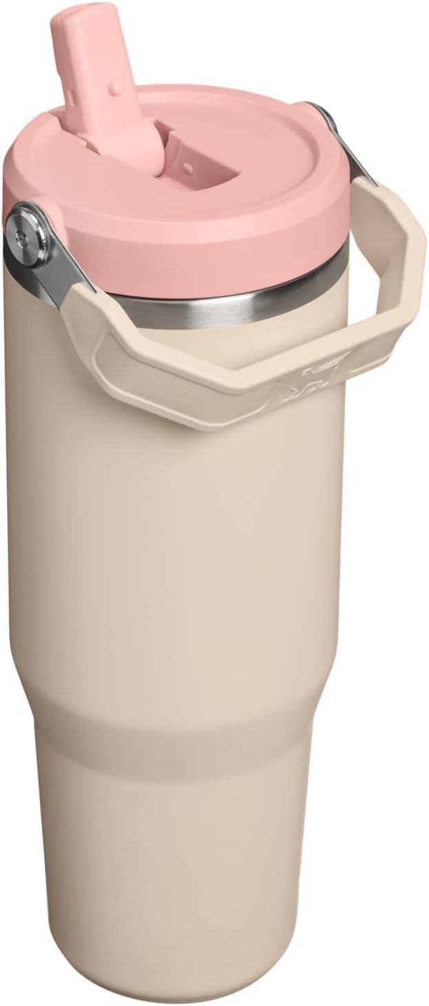 image:imageSTANLEY IceFlow 20 Flip Straw Tumbler 30 oz Pacific Hypergrip Easy Carry Handle Twist On Lid and Flip Up Straw Leak Resistant Water Bottle Insulated Stainless Steel BPAFreeChampagne