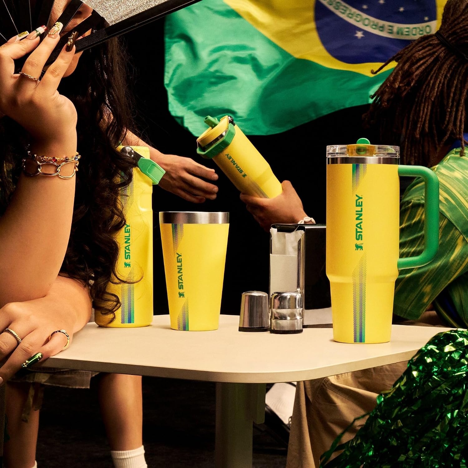 image:imageSTANLEY IceFlow 20 Flip Straw Tumbler 30 oz Pacific Hypergrip Easy Carry Handle Twist On Lid and Flip Up Straw Leak Resistant Water Bottle Insulated Stainless Steel BPAFreeTeam Yellow Green