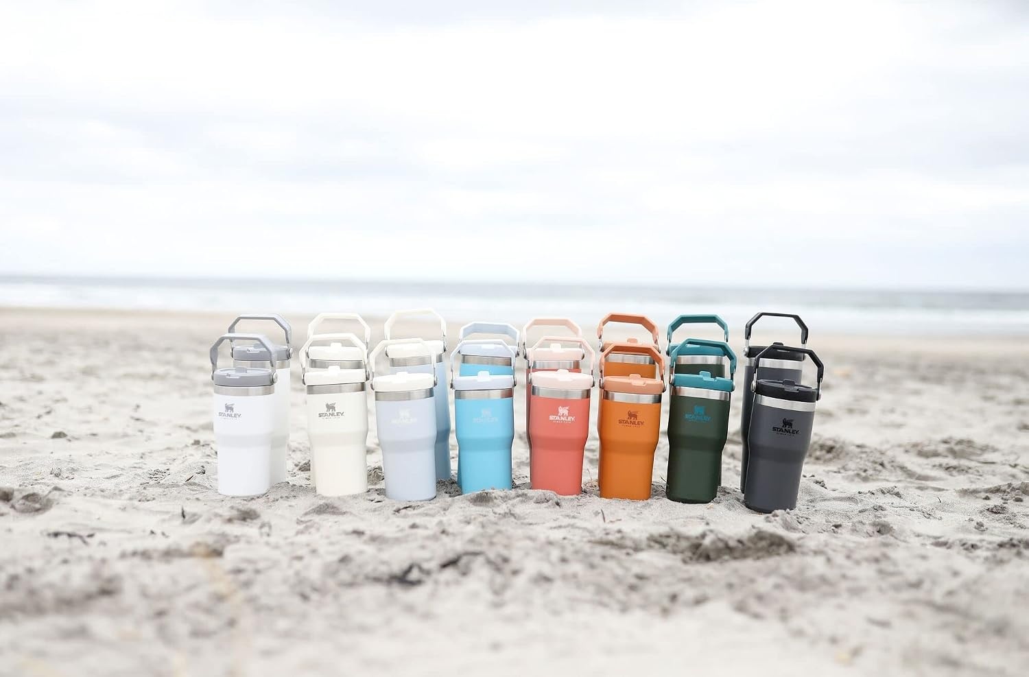 image:imageSTANLEY IceFlow 20 Flip Straw Tumbler 30 oz Pacific Hypergrip Easy Carry Handle Twist On Lid and Flip Up Straw Leak Resistant Water Bottle Insulated Stainless Steel BPAFreeOchre