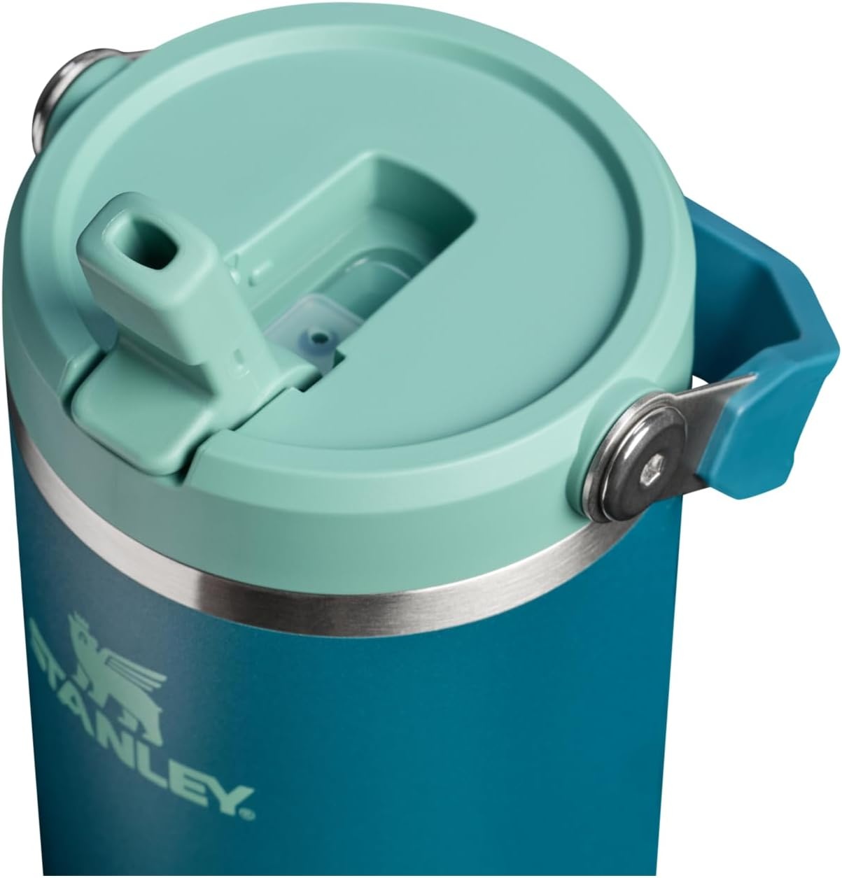 image:imageSTANLEY IceFlow 20 Flip Straw Tumbler 30 oz Pacific Hypergrip Easy Carry Handle Twist On Lid and Flip Up Straw Leak Resistant Water Bottle Insulated Stainless Steel BPAFreeCoastal Teal