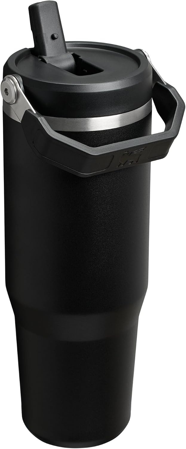 image:imageSTANLEY IceFlow 20 Flip Straw Tumbler 30 oz Pacific Hypergrip Easy Carry Handle Twist On Lid and Flip Up Straw Leak Resistant Water Bottle Insulated Stainless Steel BPAFreeBlack 20