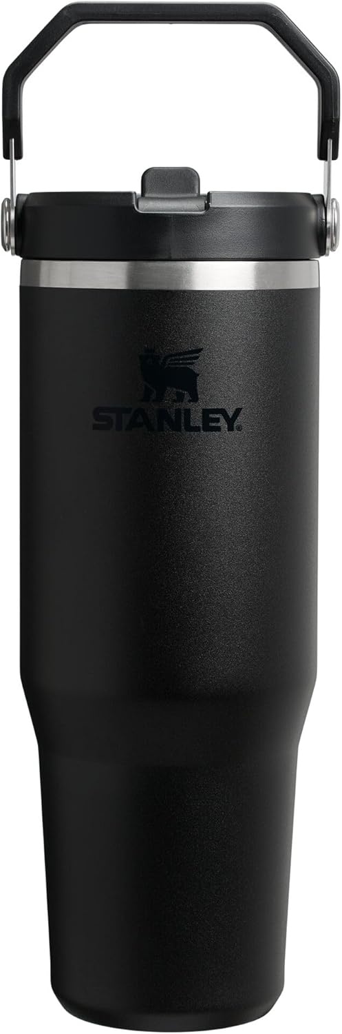 image:imageSTANLEY IceFlow 20 Flip Straw Tumbler 30 oz Pacific Hypergrip Easy Carry Handle Twist On Lid and Flip Up Straw Leak Resistant Water Bottle Insulated Stainless Steel BPAFreeBlack 20