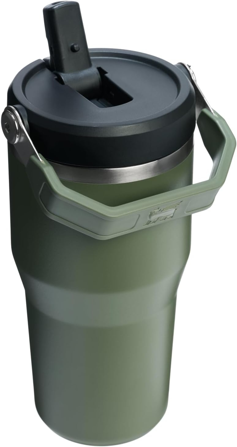 image:imageSTANLEY IceFlow 20 Flip Straw Tumbler 30 oz Pacific Hypergrip Easy Carry Handle Twist On Lid and Flip Up Straw Leak Resistant Water Bottle Insulated Stainless Steel BPAFreeDried Pine