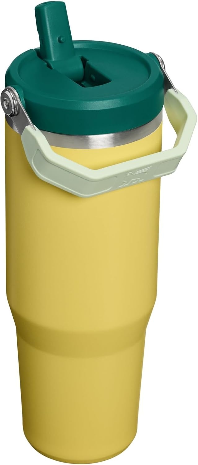 image:imageSTANLEY IceFlow 20 Flip Straw Tumbler 30 oz Pacific Hypergrip Easy Carry Handle Twist On Lid and Flip Up Straw Leak Resistant Water Bottle Insulated Stainless Steel BPAFreeDaffodil Emerald