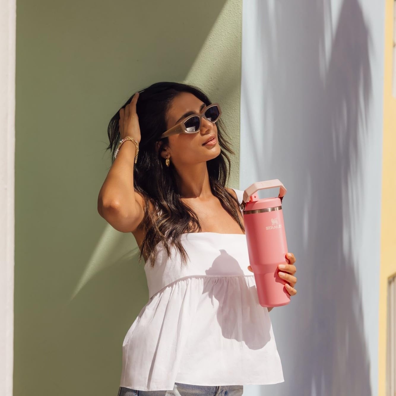 image:imageSTANLEY IceFlow 20 Flip Straw Tumbler 30 oz Pacific Hypergrip Easy Carry Handle Twist On Lid and Flip Up Straw Leak Resistant Water Bottle Insulated Stainless Steel BPAFreePink Mesa