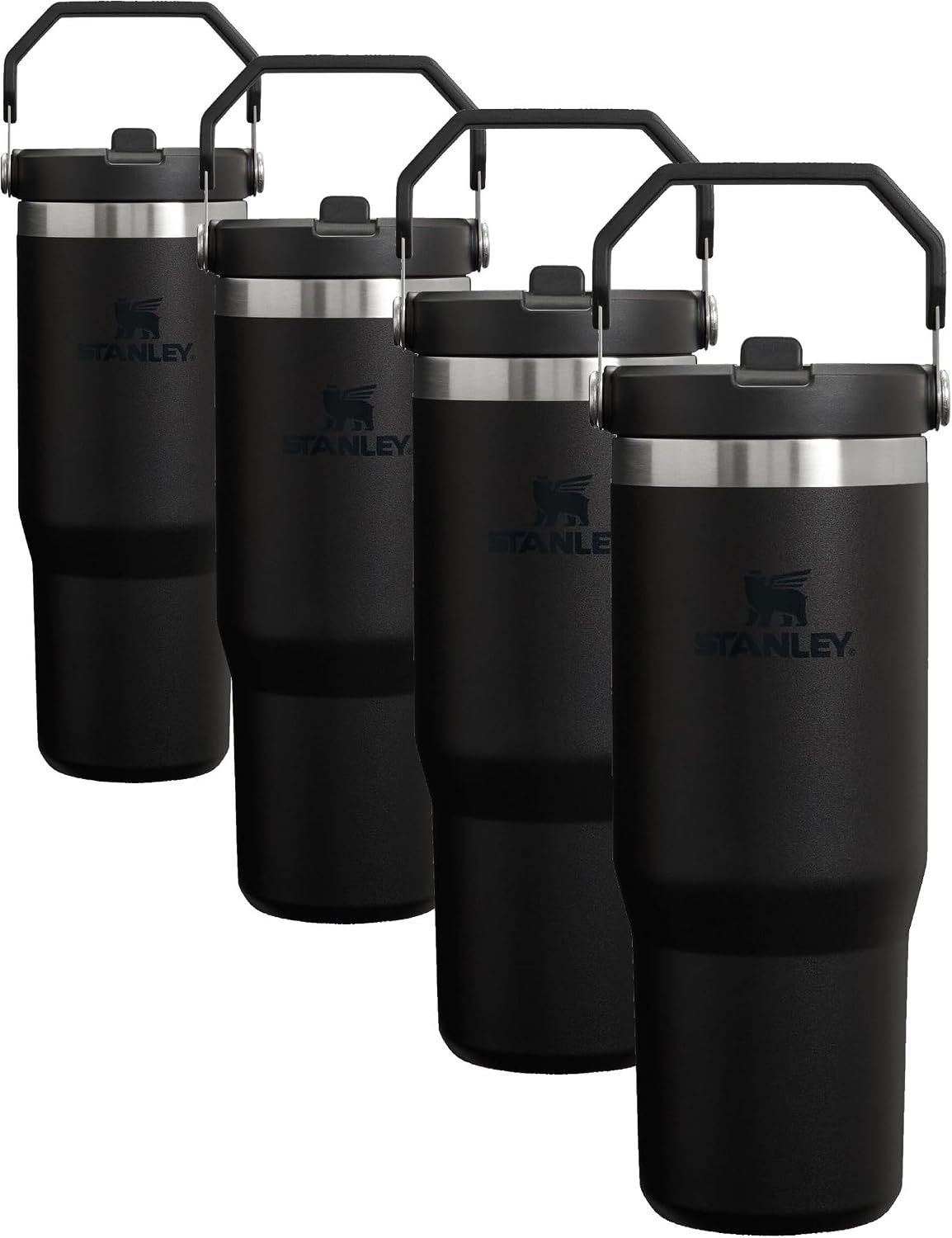 image:imageSTANLEY IceFlow 20 Flip Straw Tumbler 30 oz Pacific Hypergrip Easy Carry Handle Twist On Lid and Flip Up Straw Leak Resistant Water Bottle Insulated Stainless Steel BPAFreeBlack 20