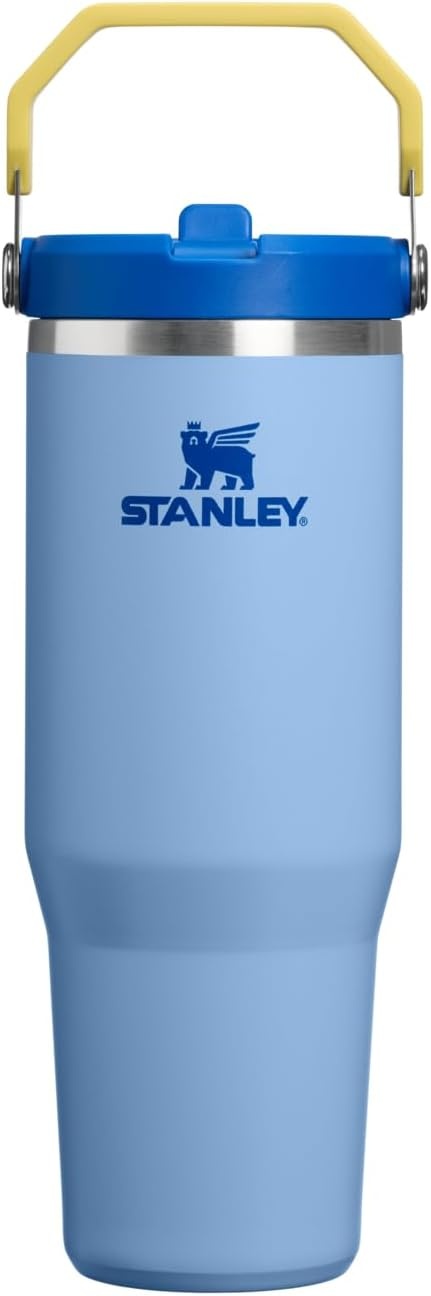 image:imageSTANLEY IceFlow 20 Flip Straw Tumbler 30 oz Pacific Hypergrip Easy Carry Handle Twist On Lid and Flip Up Straw Leak Resistant Water Bottle Insulated Stainless Steel BPAFreeCornflower Admiral Blue