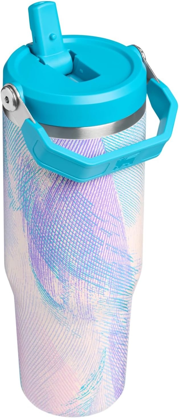 image:imageSTANLEY IceFlow 20 Flip Straw Tumbler 30 oz Pacific Hypergrip Easy Carry Handle Twist On Lid and Flip Up Straw Leak Resistant Water Bottle Insulated Stainless Steel BPAFreeSea Glass Plume