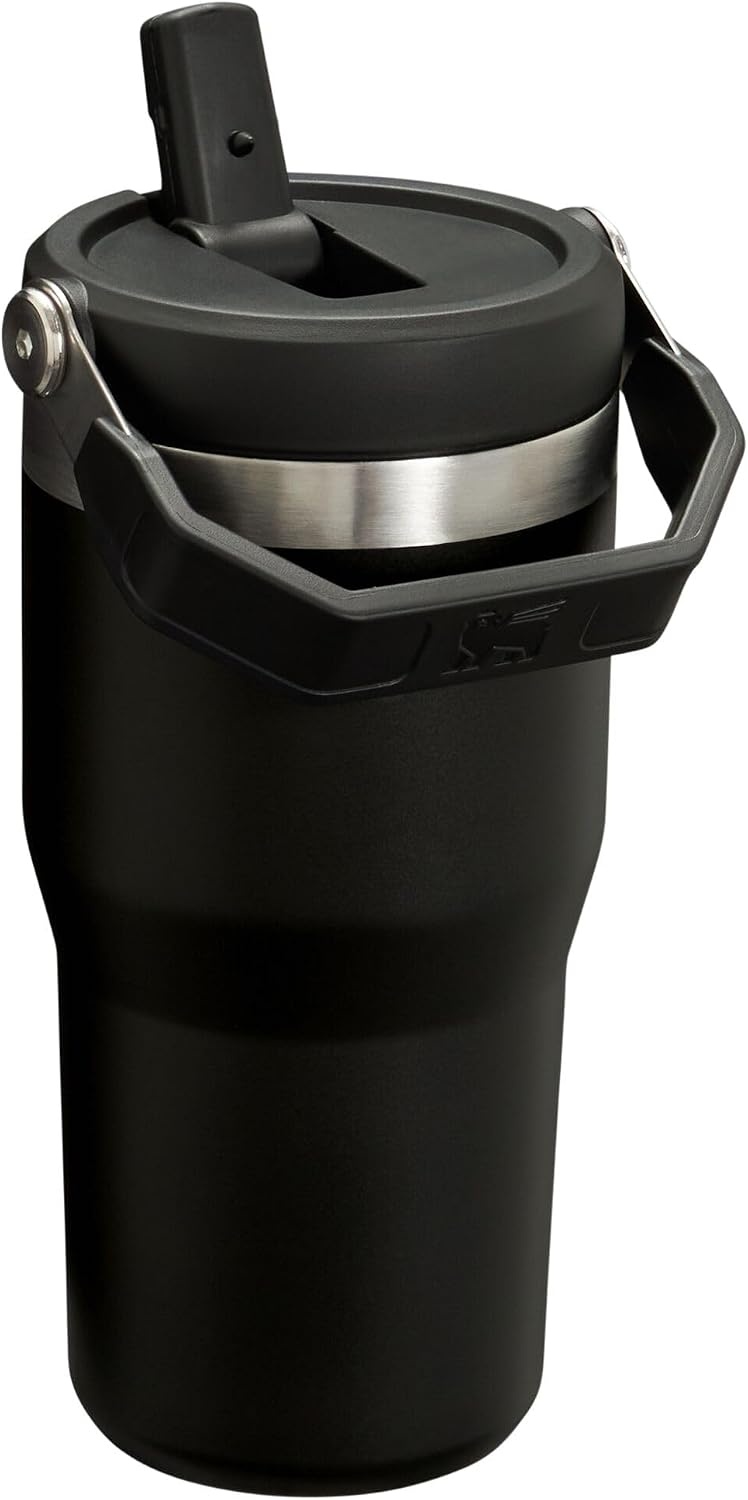 image:imageSTANLEY IceFlow 20 Flip Straw Tumbler 30 oz Pacific Hypergrip Easy Carry Handle Twist On Lid and Flip Up Straw Leak Resistant Water Bottle Insulated Stainless Steel BPAFreeBlack