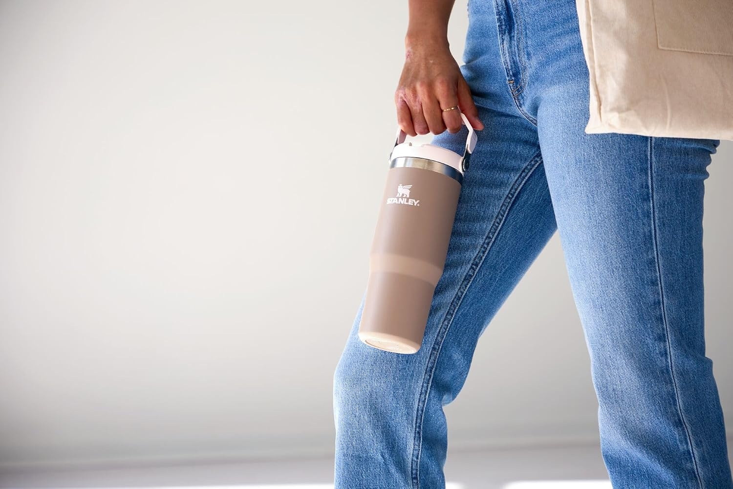 image:imageSTANLEY IceFlow 20 Flip Straw Tumbler 30 oz Pacific Hypergrip Easy Carry Handle Twist On Lid and Flip Up Straw Leak Resistant Water Bottle Insulated Stainless Steel BPAFreeAlmond Rose