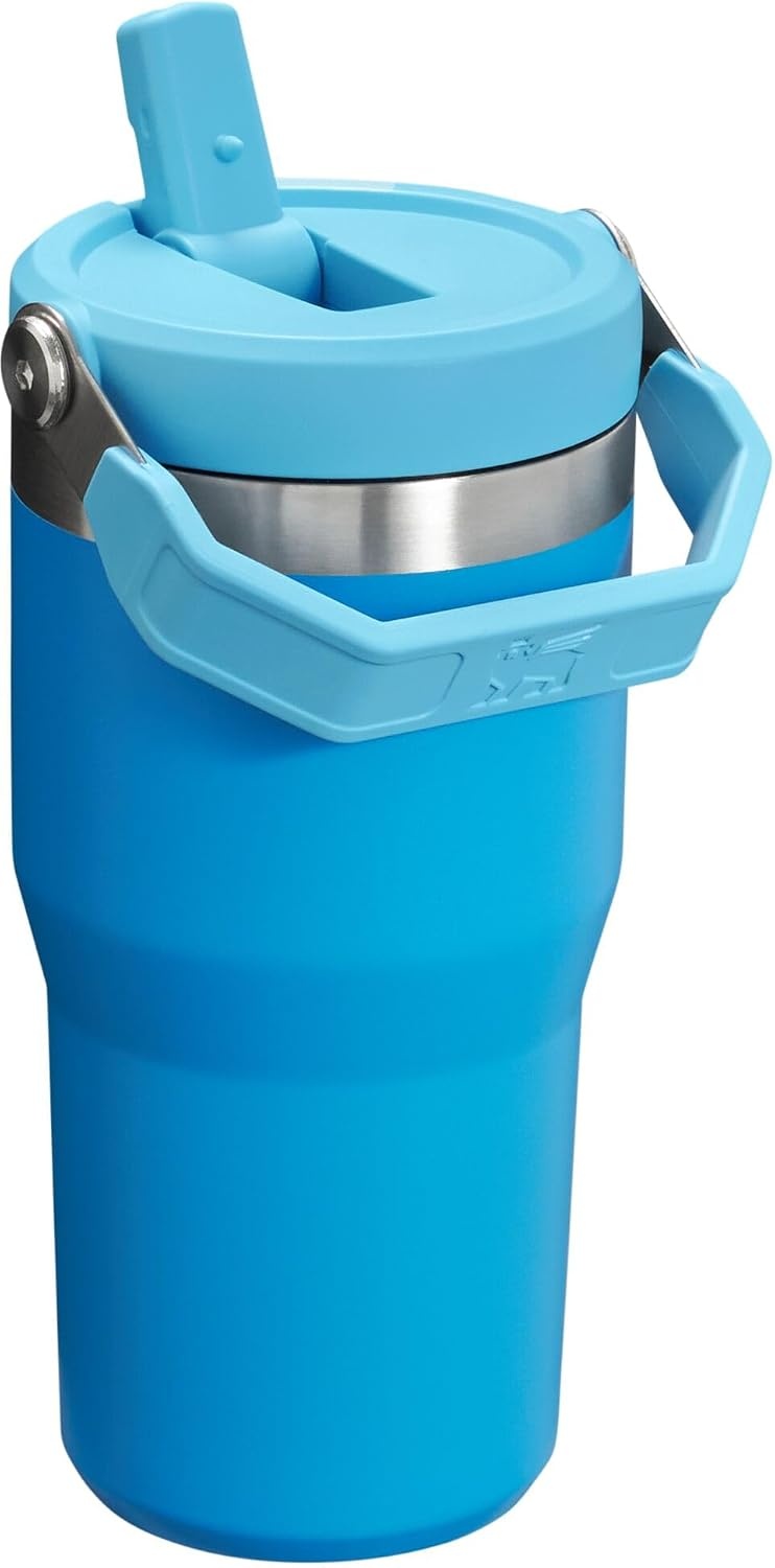 image:imageSTANLEY IceFlow 20 Flip Straw Tumbler 30 oz Pacific Hypergrip Easy Carry Handle Twist On Lid and Flip Up Straw Leak Resistant Water Bottle Insulated Stainless Steel BPAFreeAzure