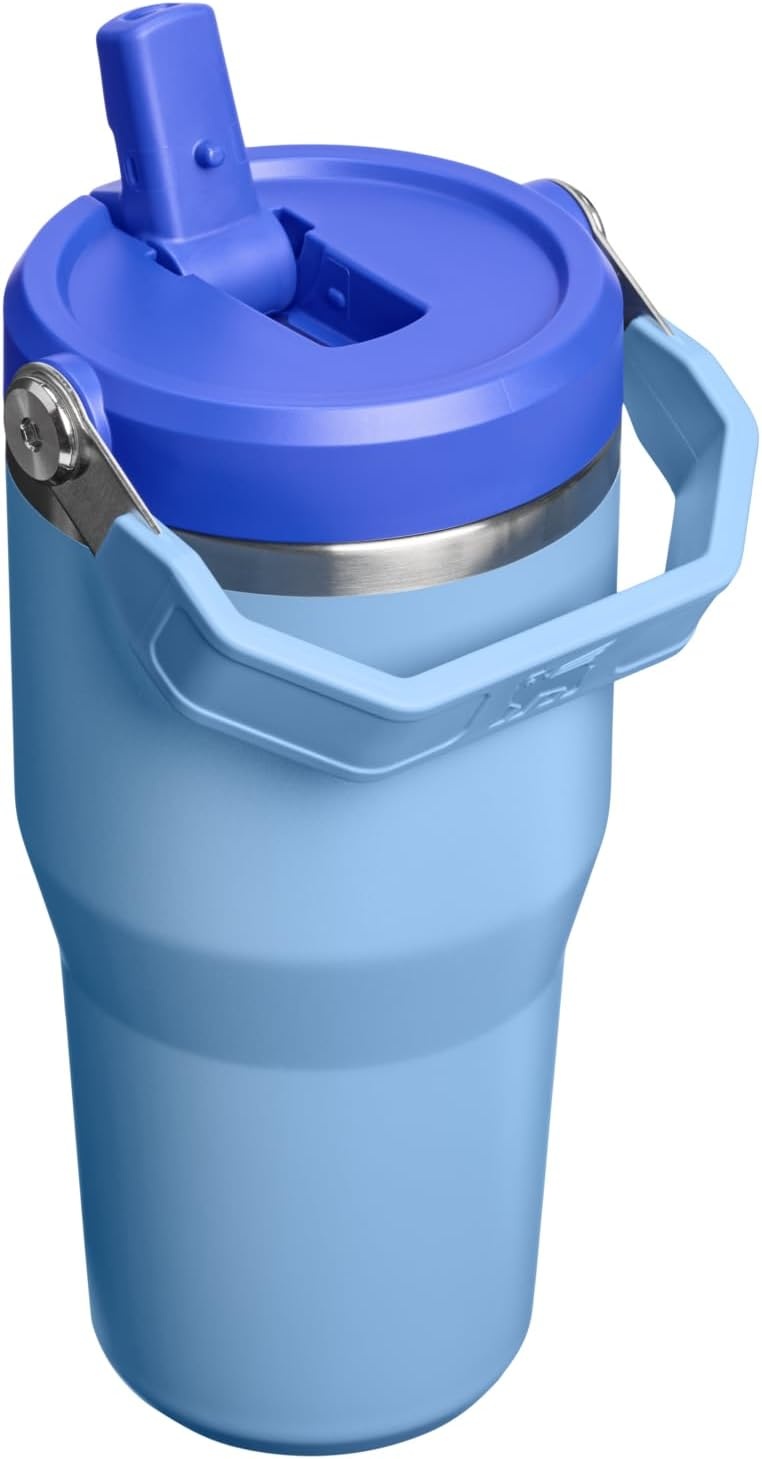 image:imageSTANLEY IceFlow 20 Flip Straw Tumbler 30 oz Pacific Hypergrip Easy Carry Handle Twist On Lid and Flip Up Straw Leak Resistant Water Bottle Insulated Stainless Steel BPAFreeBlue Sky