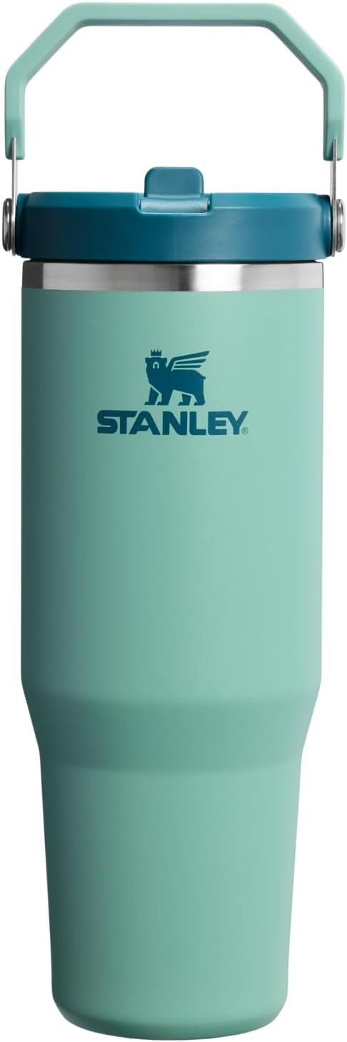 image:imageSTANLEY IceFlow 20 Flip Straw Tumbler 30 oz Pacific Hypergrip Easy Carry Handle Twist On Lid and Flip Up Straw Leak Resistant Water Bottle Insulated Stainless Steel BPAFreeSpring Green
