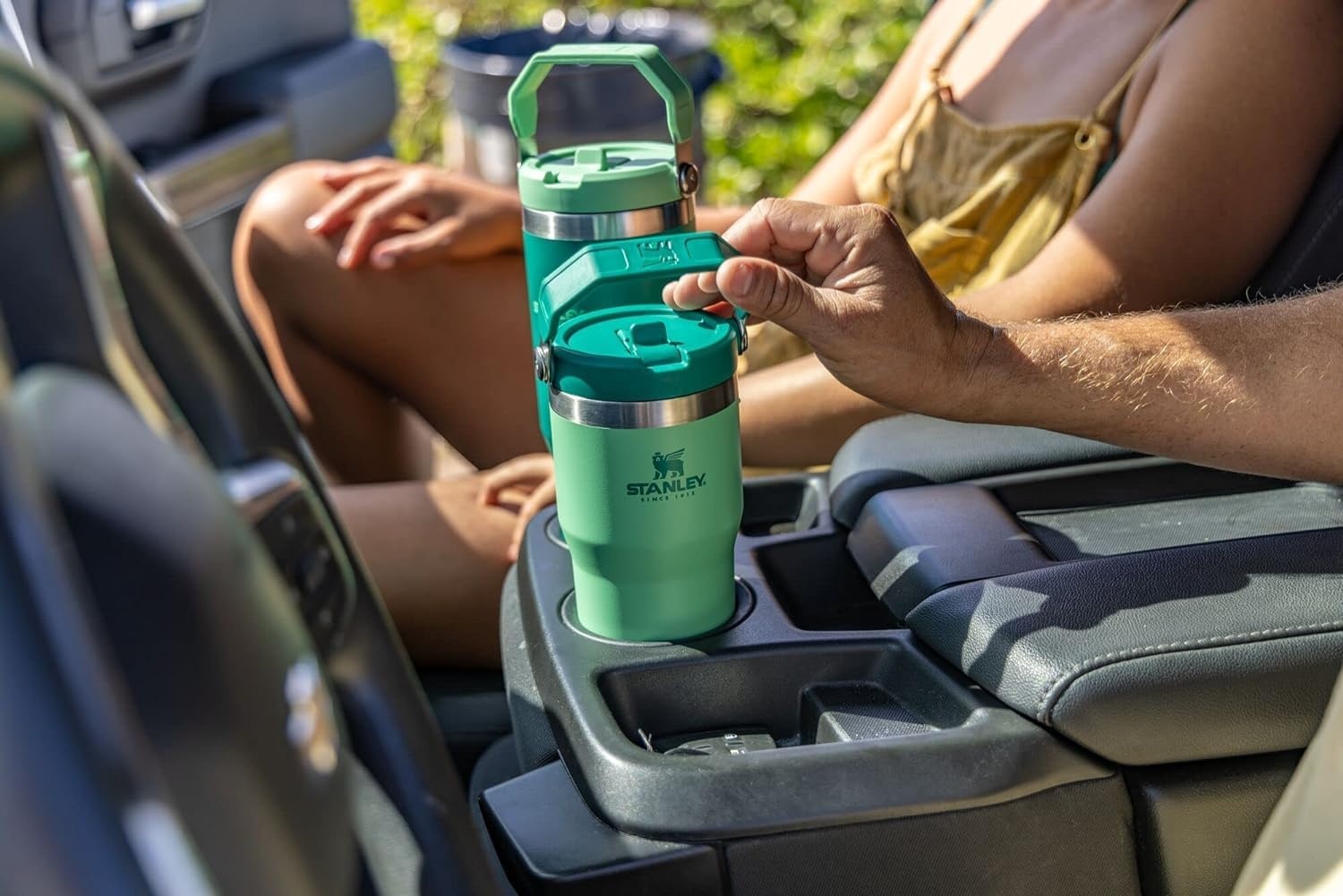 image:imageSTANLEY IceFlow 20 Flip Straw Tumbler 30 oz Pacific Hypergrip Easy Carry Handle Twist On Lid and Flip Up Straw Leak Resistant Water Bottle Insulated Stainless Steel BPAFreeJade