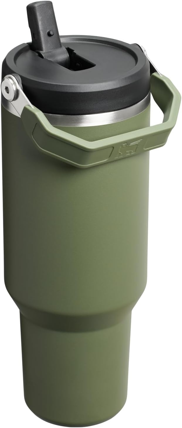 image:imageSTANLEY IceFlow 20 Flip Straw Tumbler 30 oz Pacific Hypergrip Easy Carry Handle Twist On Lid and Flip Up Straw Leak Resistant Water Bottle Insulated Stainless Steel BPAFreeDried Pine