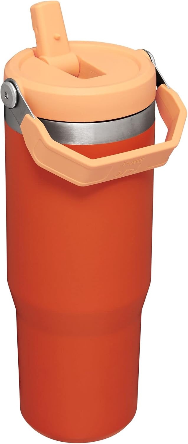 image:imageSTANLEY IceFlow 20 Flip Straw Tumbler 30 oz Pacific Hypergrip Easy Carry Handle Twist On Lid and Flip Up Straw Leak Resistant Water Bottle Insulated Stainless Steel BPAFreeTigerlily