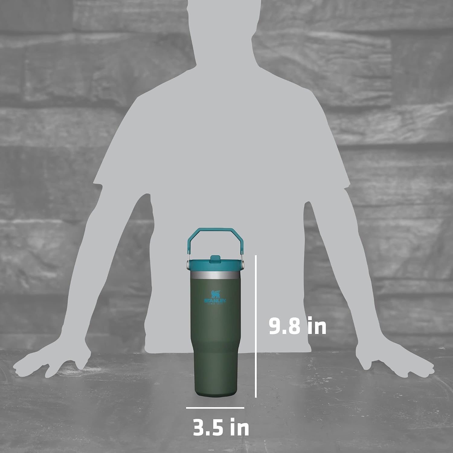 image:imageSTANLEY IceFlow 20 Flip Straw Tumbler 30 oz Pacific Hypergrip Easy Carry Handle Twist On Lid and Flip Up Straw Leak Resistant Water Bottle Insulated Stainless Steel BPAFreeSpirulina