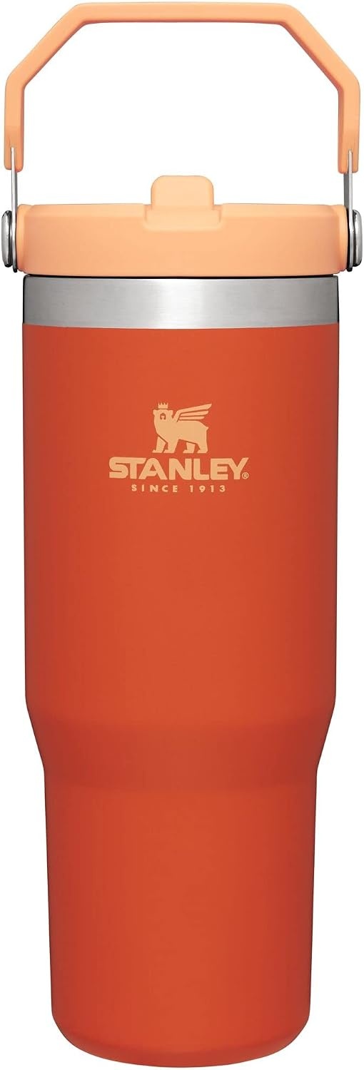 image:imageSTANLEY IceFlow 20 Flip Straw Tumbler 30 oz Pacific Hypergrip Easy Carry Handle Twist On Lid and Flip Up Straw Leak Resistant Water Bottle Insulated Stainless Steel BPAFreeTigerlily