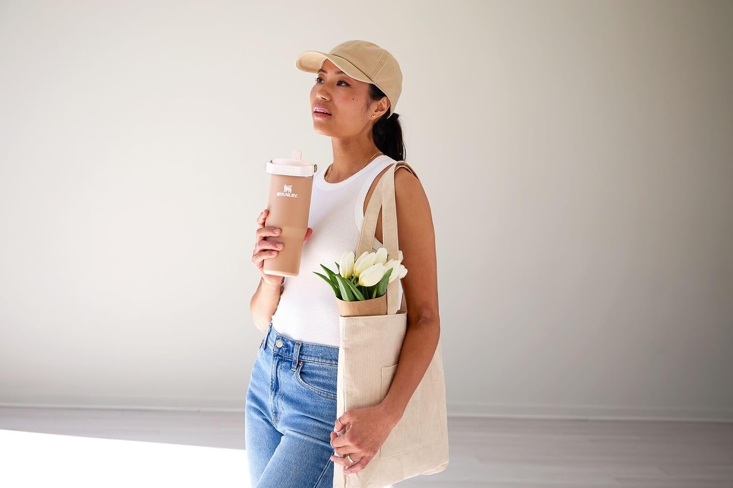 image:imageSTANLEY IceFlow 20 Flip Straw Tumbler 30 oz Pacific Hypergrip Easy Carry Handle Twist On Lid and Flip Up Straw Leak Resistant Water Bottle Insulated Stainless Steel BPAFreeAlmond Rose