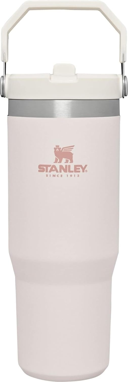 image:imageSTANLEY IceFlow 20 Flip Straw Tumbler 30 oz Pacific Hypergrip Easy Carry Handle Twist On Lid and Flip Up Straw Leak Resistant Water Bottle Insulated Stainless Steel BPAFreeRose Quartz