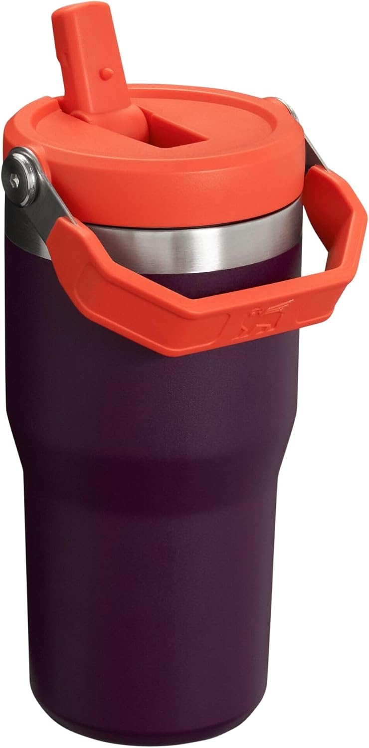 image:imageSTANLEY IceFlow 20 Flip Straw Tumbler 30 oz Pacific Hypergrip Easy Carry Handle Twist On Lid and Flip Up Straw Leak Resistant Water Bottle Insulated Stainless Steel BPAFreePlum