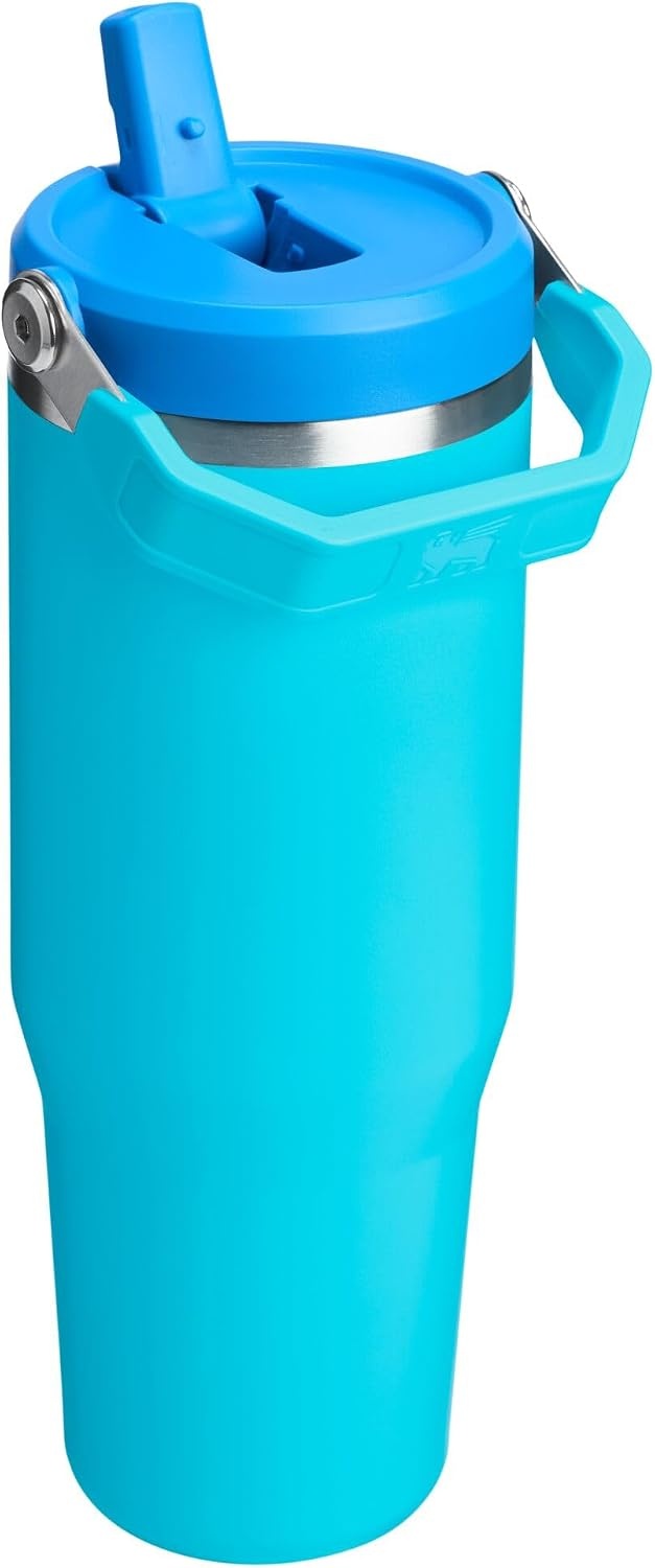 image:imageSTANLEY IceFlow 20 Flip Straw Tumbler 30 oz Pacific Hypergrip Easy Carry Handle Twist On Lid and Flip Up Straw Leak Resistant Water Bottle Insulated Stainless Steel BPAFreeSplash