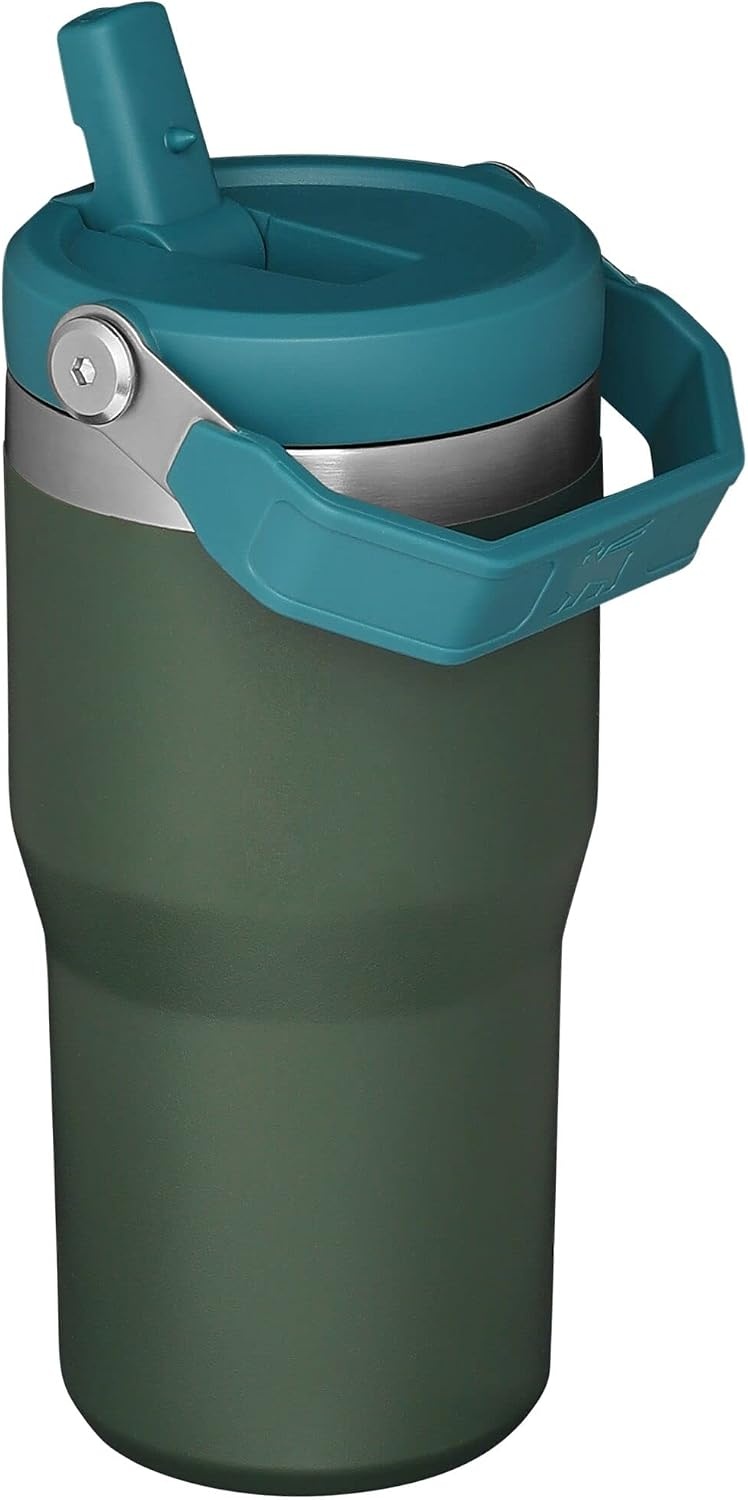 image:imageSTANLEY IceFlow 20 Flip Straw Tumbler 30 oz Pacific Hypergrip Easy Carry Handle Twist On Lid and Flip Up Straw Leak Resistant Water Bottle Insulated Stainless Steel BPAFreeSpirulina