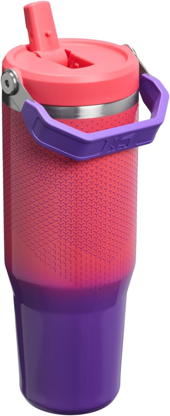 image:imageSTANLEY IceFlow 20 Flip Straw Tumbler 30 oz Pacific Hypergrip Easy Carry Handle Twist On Lid and Flip Up Straw Leak Resistant Water Bottle Insulated Stainless Steel BPAFreeVermilion Hypergrip