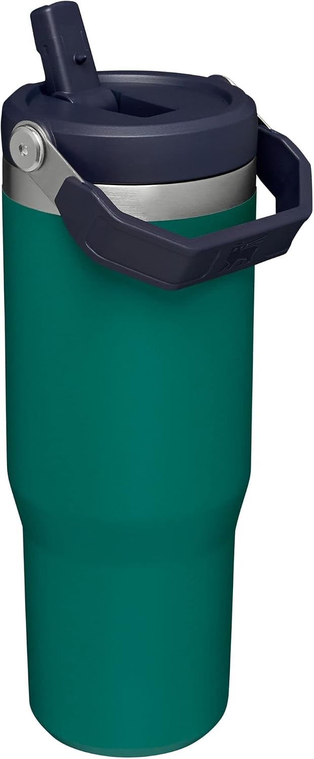 image:imageSTANLEY IceFlow 20 Flip Straw Tumbler 30 oz Pacific Hypergrip Easy Carry Handle Twist On Lid and Flip Up Straw Leak Resistant Water Bottle Insulated Stainless Steel BPAFreeTidepool