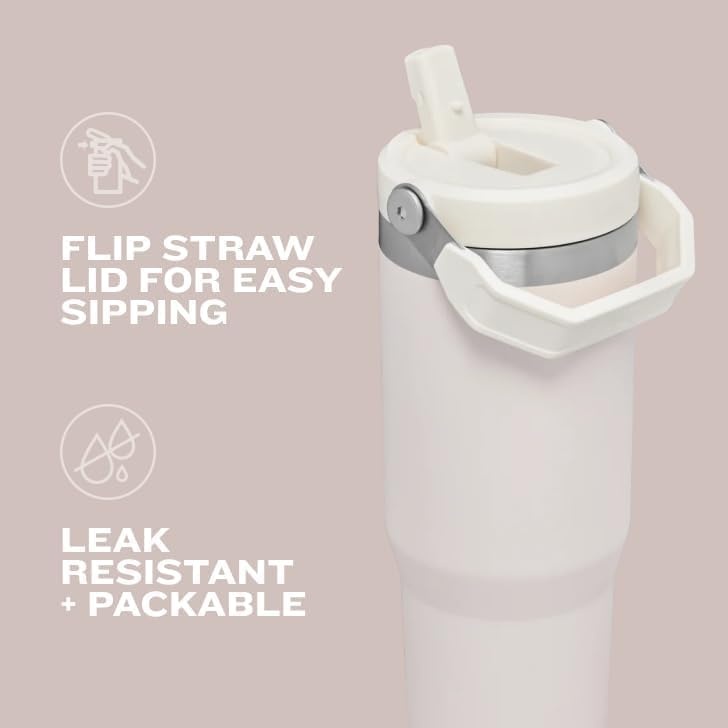 image:imageSTANLEY IceFlow 20 Flip Straw Tumbler 30 oz Pacific Hypergrip Easy Carry Handle Twist On Lid and Flip Up Straw Leak Resistant Water Bottle Insulated Stainless Steel BPAFreeViolet Blossom