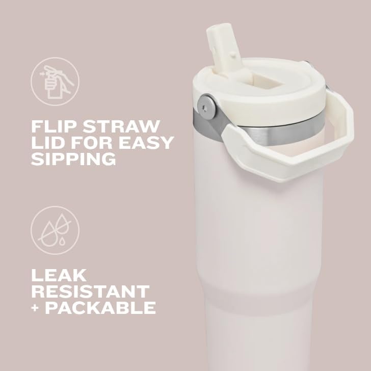 image:imageSTANLEY IceFlow 20 Flip Straw Tumbler 30 oz Pacific Hypergrip Easy Carry Handle Twist On Lid and Flip Up Straw Leak Resistant Water Bottle Insulated Stainless Steel BPAFreeBlack