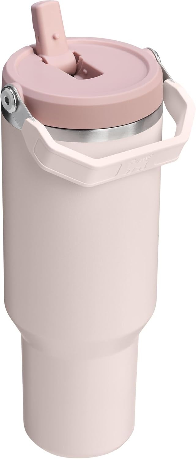 image:imageSTANLEY IceFlow 20 Flip Straw Tumbler 30 oz Pacific Hypergrip Easy Carry Handle Twist On Lid and Flip Up Straw Leak Resistant Water Bottle Insulated Stainless Steel BPAFreeRose Quartz 20