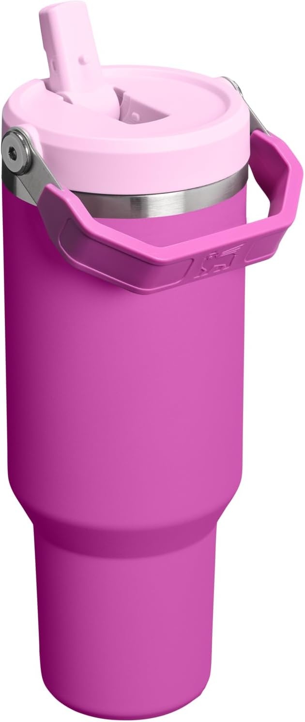 image:imageSTANLEY IceFlow 20 Flip Straw Tumbler 30 oz Pacific Hypergrip Easy Carry Handle Twist On Lid and Flip Up Straw Leak Resistant Water Bottle Insulated Stainless Steel BPAFreeDark Blossom